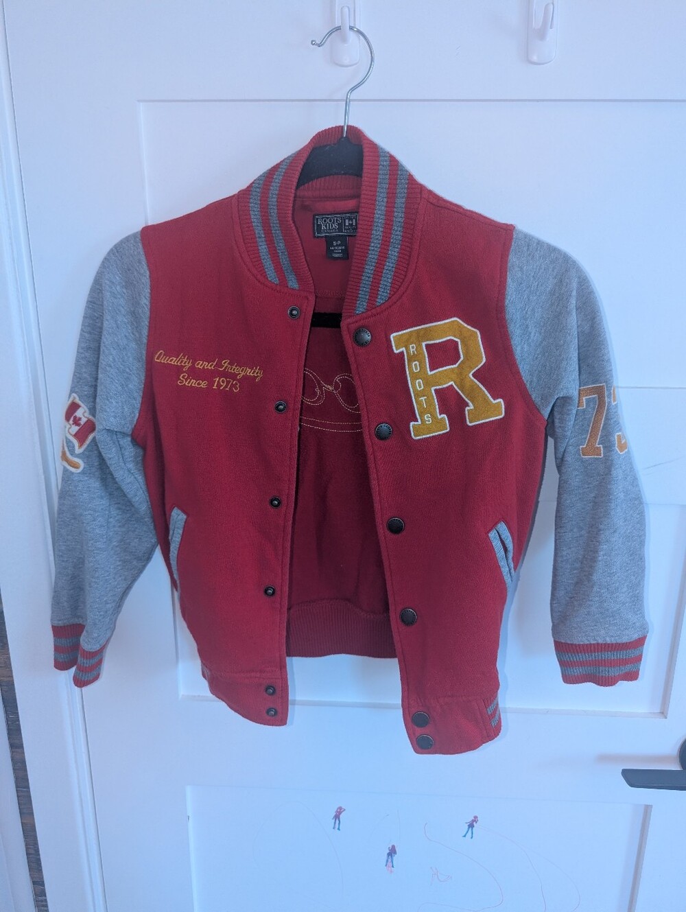 Roots Kids Red & Gray Varsity Jacket